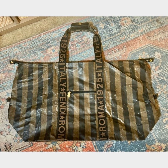 Fendi Handbags - SOLD❤️ FENDI Roma Pequin Stripe Coated Canvas Duffle/ Travel/ Weekender Bag XL